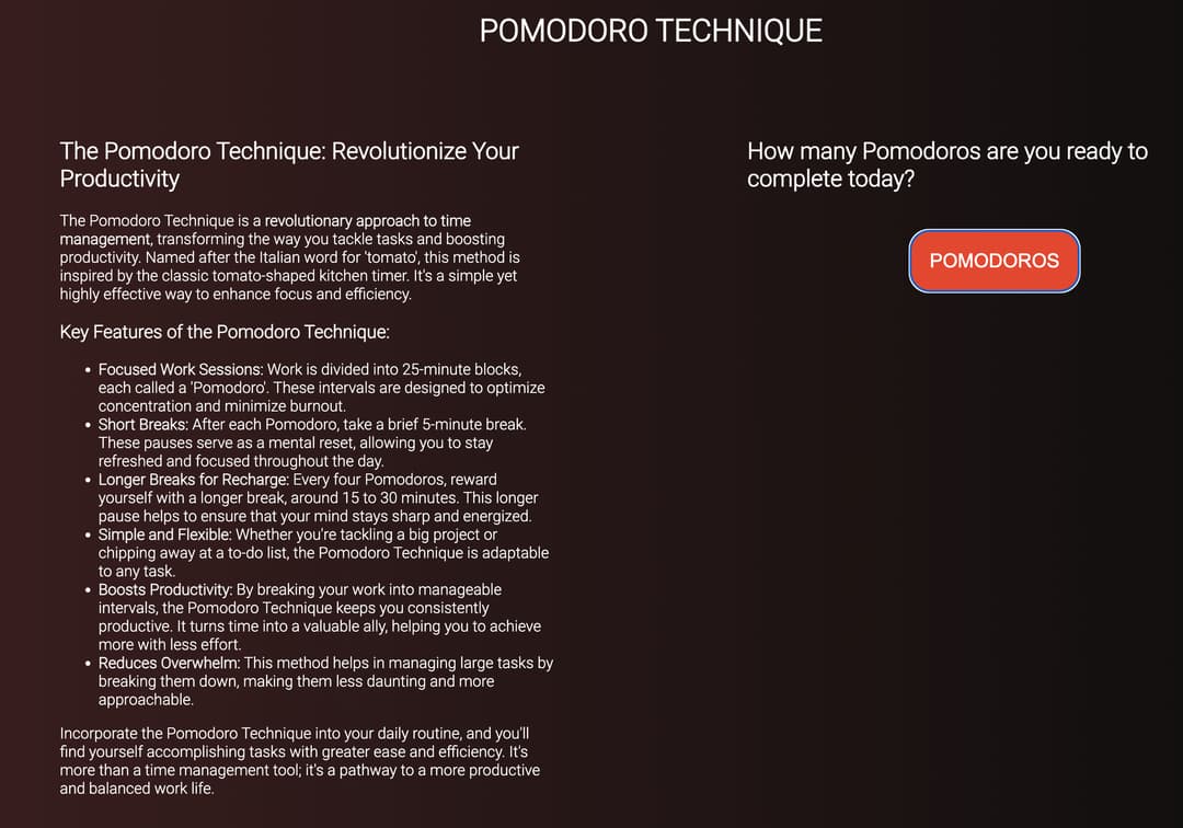 Pomodoro Timer app screenshot